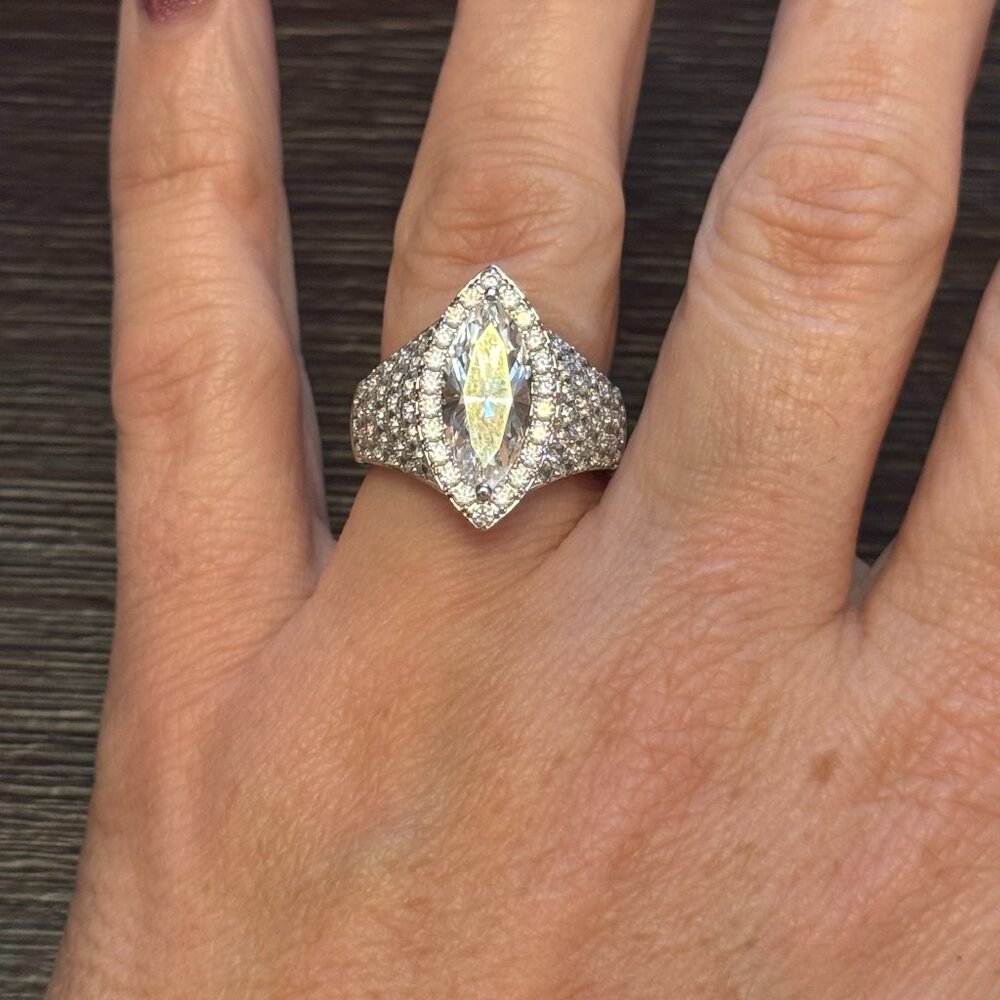 Elegant CZ Sterling Silver Cocktail Ring